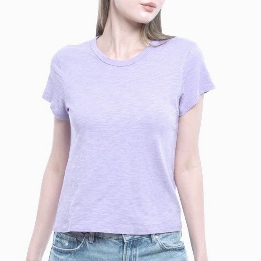 Wilt Heathered Lavender Shrunken Cotton Slub Loungewear Crew Neck Baby Tee M